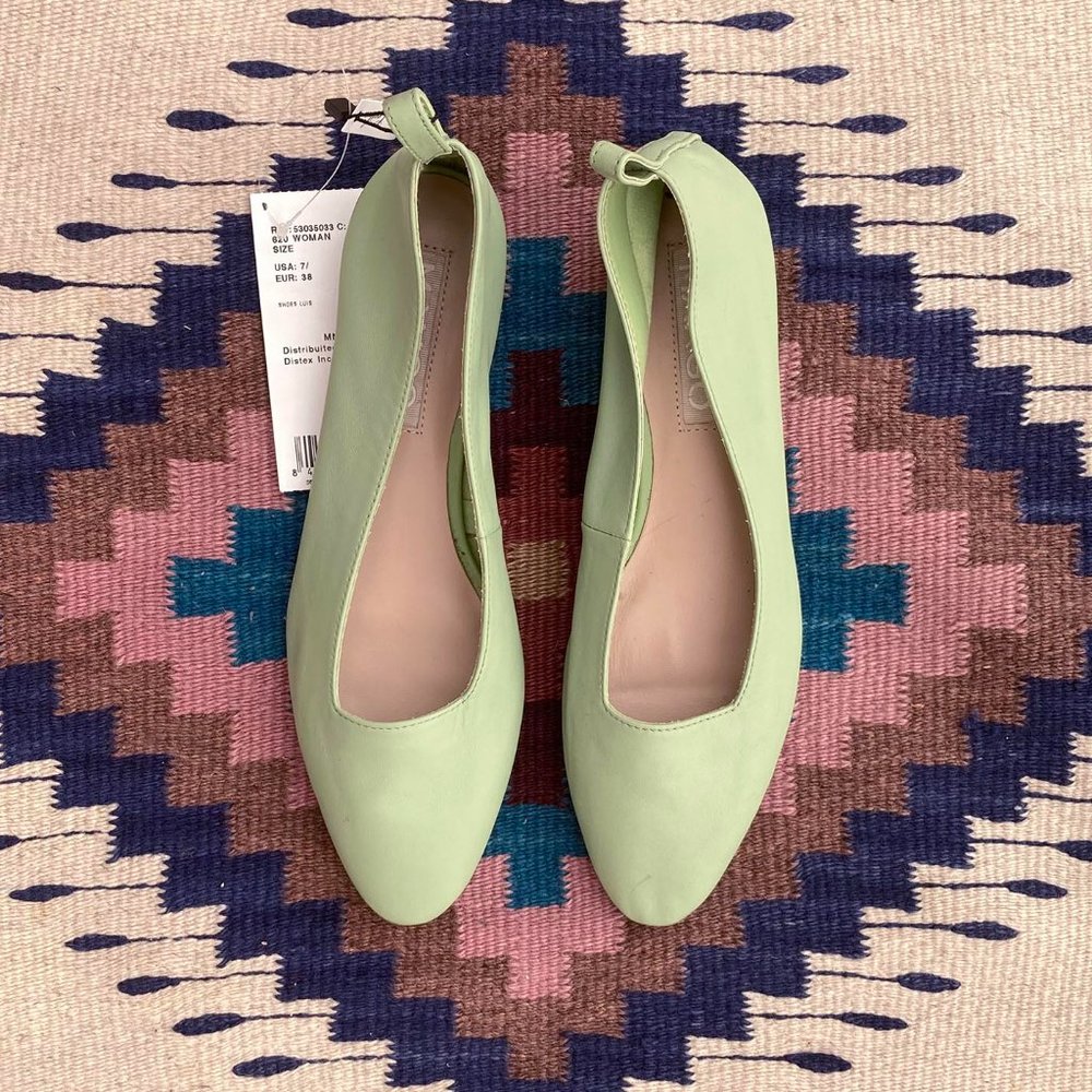 NWT Mango Luis Glove Shoes like Martiniano - Ballet Flat Mint Green sz 38 7 8